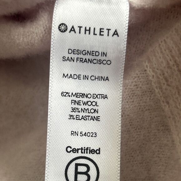 Athleta Sweater Womens Small Transit Merino Wool Pullover Turtleneck Light Pink - Picture 5 of 9